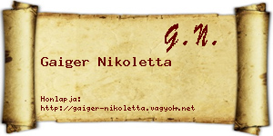 Gaiger Nikoletta névjegykártya